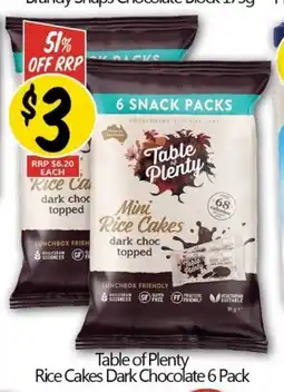 NQR Table of Plenty Rice Cakes Dark Chocolate offer