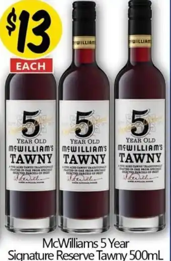 NQR McWilliams 5 Year Signature Reserve Tawny offer