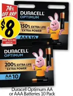 NQR Duracell Optimum AA or AAA Batteries offer