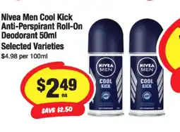 CORNETTS Nivea Men Cool Kick Anti-Perspirant Roll-On offer