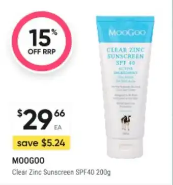 Healthy Life Moogoo Clear Zinc Sunscreen SPF40 offer