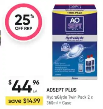 Healthy Life Aosept Plus HydraGlyde Twin Pack 2 x 360ml + Case offer