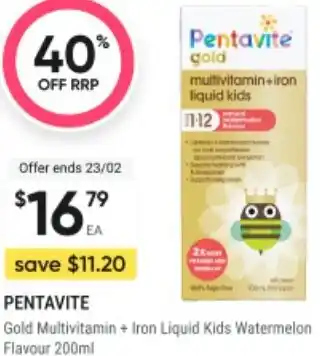 Healthy Life Gold Multivitamin + Iron Liquid Kids Watermelon Flavour offer