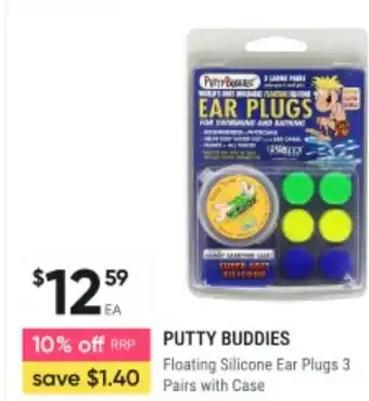 Healthy Life Floating Silicone Ear Plugs 3 Pairs with Case offer