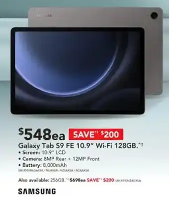 Harvey Norman Galaxy Tab S9 FE 10.9" Wi-Fi 128GB offer