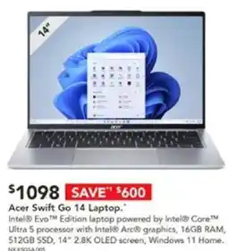 Harvey Norman Acer Swift Go 14 Laptop offer