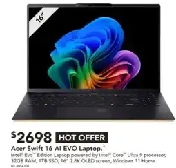 Harvey Norman Acer Swift 16 AI EVO Laptop offer