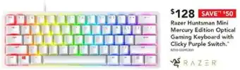 Harvey Norman Razer huntsman mini mercury edition optical gaming keyboard with clicky purple switch offer