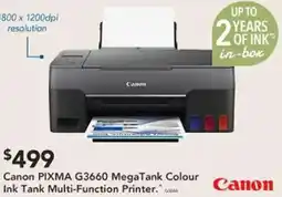 Harvey Norman Canon PIXMA G3660 MegaTank Colour Ink Tank Multi-Function Printer offer