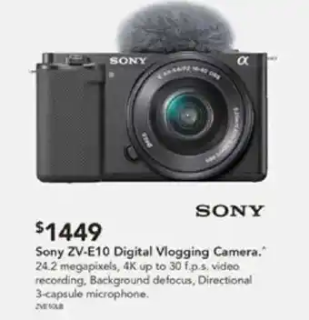 Harvey Norman Sony ZV-E10 Digital Vlogging Camera offer