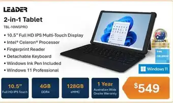 Leader Computers Leader 2-in-1 Tablet offer