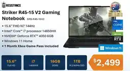 Leader Computers Resistance Striker R45-15 V2 Gaming Notebook offer