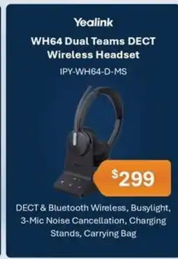 Leader Computers Yealink WH64 Dual Teams DECT Wireless Headset offer