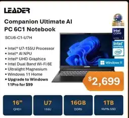 Leader Computers Leader Companion Ultimate Al PC 6C1 Notebook offer