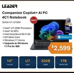 Leader Computers Leader Companion Copilot+ AI PC 4C1 Notebook offer