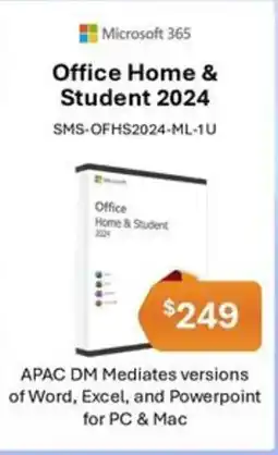 Leader Computers Microsoft 365 Office Home & Student 2024 APAC DM Mediates versions of Word, Excel, and Powerpoint for PC & Mac offer