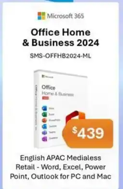 Leader Computers Microsoft 365 Office Home & Business 2024 English APAC Medialess Retail - Word, Excel, Power Point, Outlook for PC and Mac offer