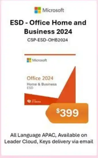 Leader Computers Microsoft ESD - Office Home and Business 2024 offer