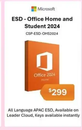 Leader Computers ESD - Office Home and Student 2024 offer