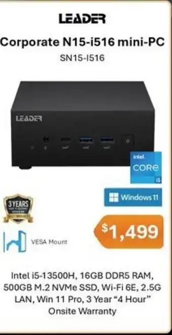 Leader Computers Corporate N15-i516 mini-PC offer