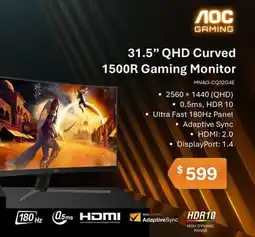 Leader Computers 31.5" QHD Curved offer