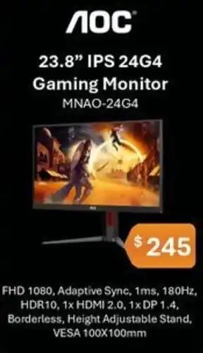 Leader Computers 23.8” IPS 24G4 Gaming Monitor offer