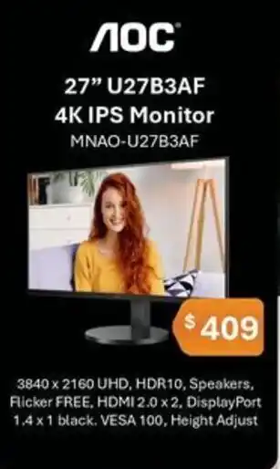 Leader Computers 27" U27B3AF 4K IPS Monitor offer