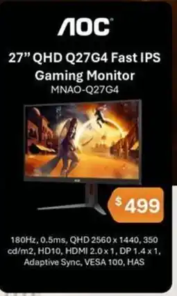 Leader Computers 27" QHD Q27G4 Fast IPS Gaming Monitor offer