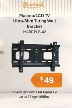 Leader Computers Plasma/LCD TV Ultra-Slim Tilting Wall Bracket offer