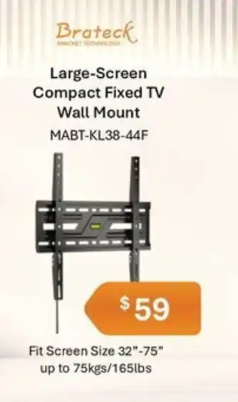 Leader Computers Large-Screen Compact Fixed TV Wall Mount offer