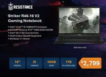 Leader Computers Resistance Striker R46-16 V2 Gaming Notebook offer