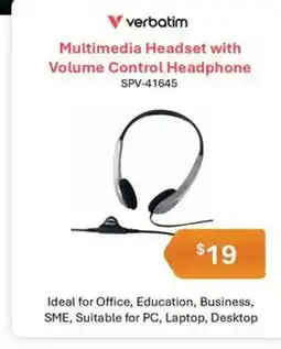 Leader Computers Multimedia Headset with Volume Control Headphone offer