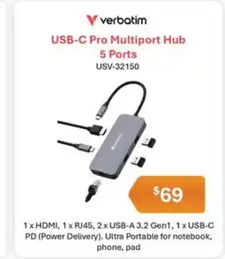 Leader Computers Verbatim USB-C Pro Multiport Hub 5 Ports offer