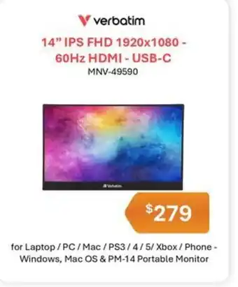 Leader Computers 14" IPS FHD 1920x1080- 60Hz HDMI-USB-C offer