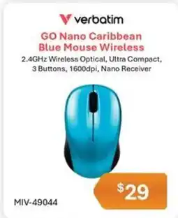 Leader Computers GO Nano Caribbean Blue Mouse Wireless offer