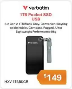 Leader Computers Verbatim 1TB Pocket SSD USB offer