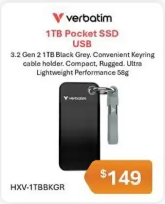 Leader Computers Verbatim 1TB Pocket SSD USB offer