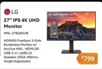 Leader Computers 27" IPS 4K UHD Monitor offer