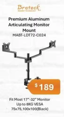 Leader Computers Premium Aluminum Articulating Monitor Mount offer