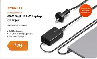 Leader Computers Cygnett 65W GaN USB-C Laptop Charger offer