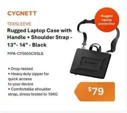 Leader Computers Cygnett Rugged Laptop Case with Handle + Shoulder Strap- 13" 14" Black offer