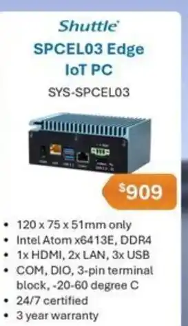 Leader Computers Shuttle SPCEL03 Edge IoT PC offer