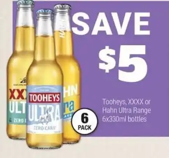 Super Cellars Tooheys, XXXX or Hahn Ultra Range offer