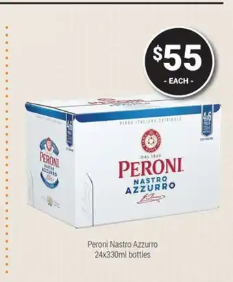 Super Cellars Peroni Nastro Azzurro 24x330ml bottles offer