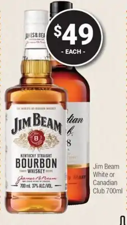 Super Cellars Jim Beam White or Canadian Club offer