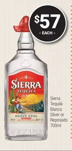 Super Cellars Sierra Tequila Blanco Silver or Reposado offer