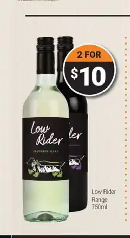 Super Cellars Low Rider Range 750ml offer