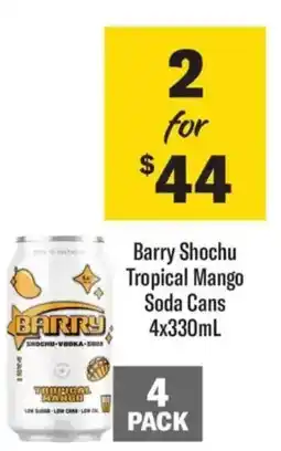 Liquorland Barry Shochu Tropical Mango JAMESON Smooth Dry & Soda Cans 4x330mL offer