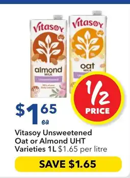 Ritchies Vitasoy Unsweetened Oat or Almond UHT Varieties offer