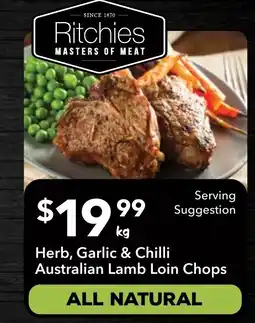 Ritchies Herb, Garlic & Chilli Australian Lamb Loin Chops offer